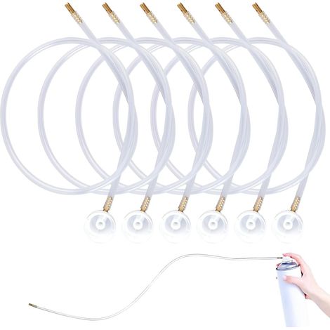 Lot de 6 Buses d’Aérosol avec Tuyau d’Extension 360° 50 cm, Buse 4,5 mm pour Bombes de Pulvérisation Automobiles, Peinture et Revêtement, Accès aux Zones Difficiles