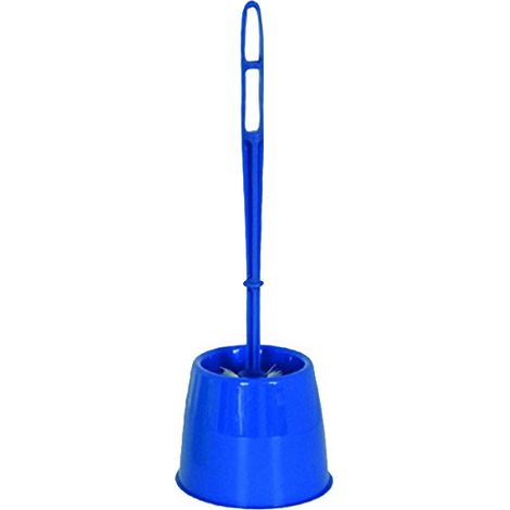 Brosse de WC - Manche en Acier Inoxydable - Design Compact - Ø13 x 41,5 cm - Couleur Bleu Foncé - Accessoire Pratique pour Salle de Bain - Stockage Facile (1/2)