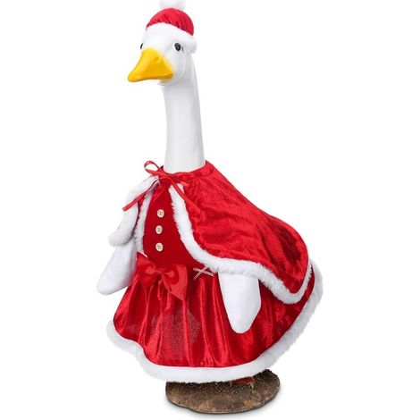 Costume d'oie de Noël pour porche, décoration d'oie de 58 cm (23 pouces) avec le Père Noël, décoration extérieure de Noël, costume d'oie pour jardin (1/2)