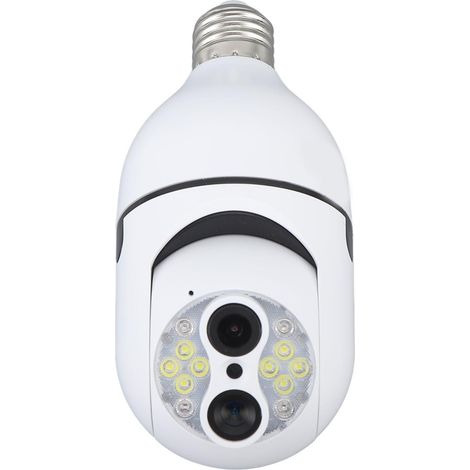 Caméra de sécurité à double objectif WiFi panoramique 360° avec suivi humain par IA et ampoule intégrée 110-240 V (1/5)