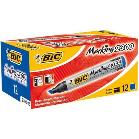 BIC Marking 2300 marcatore permanente Punta smussata Blu 12 pz (1/5)