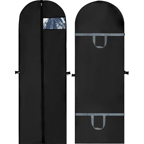 Housses de Vêtements Longues 180 x 60 cm Lot de 2, noir Housse Robe Longue Anti Humidité, Housse Vetements à Suspendre pour costumes, robes, manteaux (1/5)