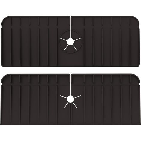 Protection anti-éclaboussures en silicone noir (2 pièces), pour robinet de cuisine, lavable, kit en silicone (1/5)