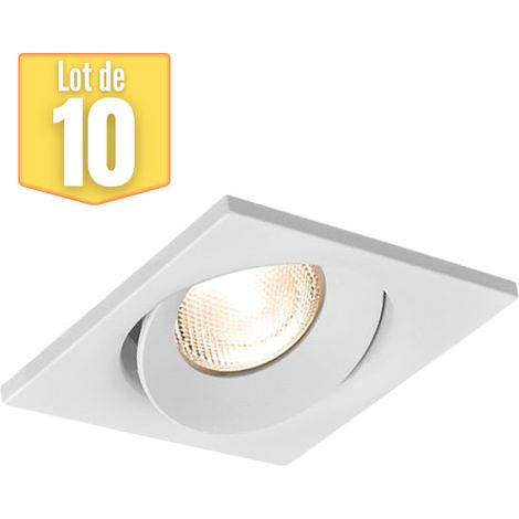 Lot de 10 fixations spots BRAYTRON Tetra-E3, carré, blanc, orientable, longueur et largeur 90mm, aluminium (1/5)