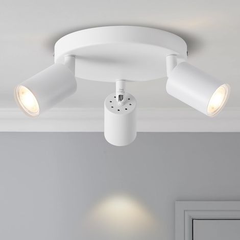 Projecteurs LED Intérieurs de Plafond Réglables avec 3 Spots LED en Métal Blanc - Design Moderne et Polyvalent pour les chambres et les Salons (Sans Ampoules) EUS-EA190811-10-03CW-1U (1/5)
