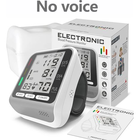 (Argent, sans message vocal) Tensiomètre électronique portable au poignet, pour les soins de santé. (1/5)