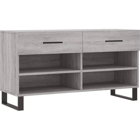 Banc à chaussures bottes commode étagère meuble entrée rangement sonoma 102 x 35 x 55 cm bois d'ingénierie gris