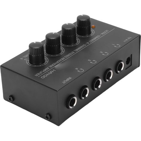 Amplificateur de Casque 4 Canaux, Contrôle du Volume Indépendant pour 4 Sorties avec Chipset JRC 4580 amélioré, pour Les Sessions D'enregistrement et de Surveillance à Domicile en (Prise UE) (1/5)