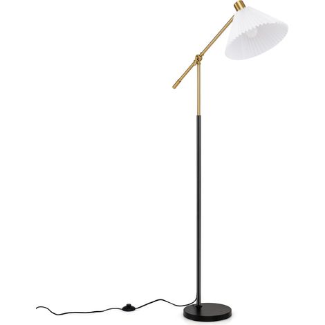 COSTWAY Lampada da Terra per Soggiorno, Altezza e Angolo Regolabile, Bianco (1/5)