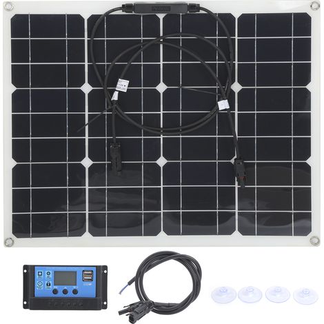 Panneau solaire 40W avec contrôleur PWM 12V/24V 30A, double port USB, câble de rallonge 3,3ft, chargeur pour camping-car et batterie (1/5)