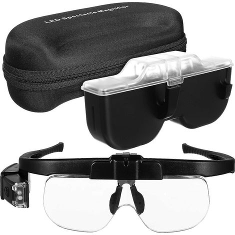 Vergrößerungsglas mit Licht, freihändige Vergrößerungsbrille, LED-Vergrößerungsglas-17.50X17.00X6.00CM-Black (1/4)