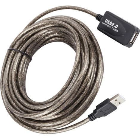 Câble D'extension USB 2.0 en Cuivre et PVC Noir Amplification Signal de 10 Mètres Transfert de Données Rapide pour Webcam et Ordinateur (1/5)