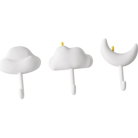 Lot de 3 jolis crochets adhésifs résistants pour murs, idéaux pour la cuisine, la salle de bain et le salon (blanc). (1/5)