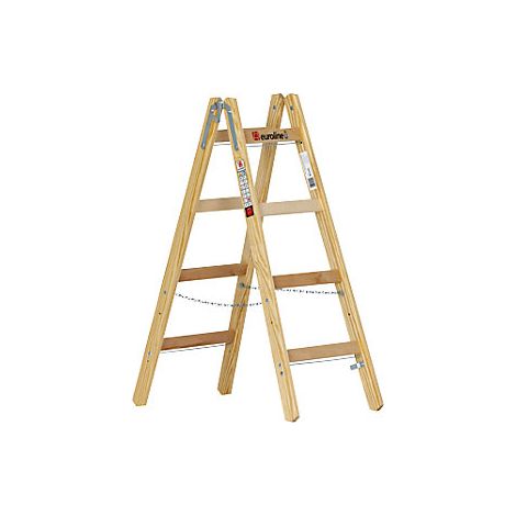 Escalera con peldaños de madera  con gancho para cubos  2 x 4