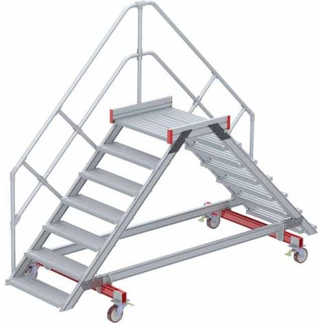 Euroline 512 mobiler Überstieg 45° Stufenausführung Alu gerieft Stufenbreite 800mm 7 Stufen