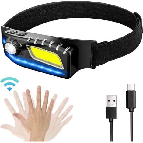 Wiederaufladbare Stirnlampe, extrem leistungsstarke Lauf-Stirnlampe, 1500 Lumix 6-Modus-USB-Stirnlampe für Kinder zum Lesen, COB-Rotlicht-Stirnlampe zum Angeln/Camping/Radfahren/Jagen/Wandern (1/5)