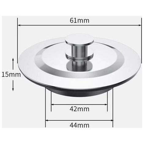Universal Bathtub Plug, Kitchen Sink Plug, Stainless Steel Bathtub Plug, 42-44mm Bathtub Plug, Bathroom Sink Plug