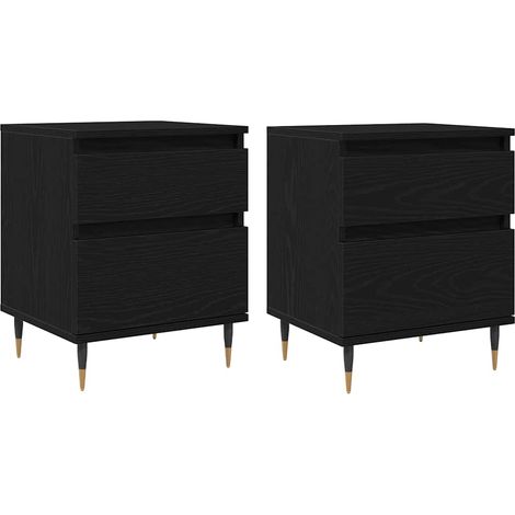 Maison Exclusive - Armadio da Notte con cassetto 2 pcs Rovere Nero 40 x 35 x 50 cm