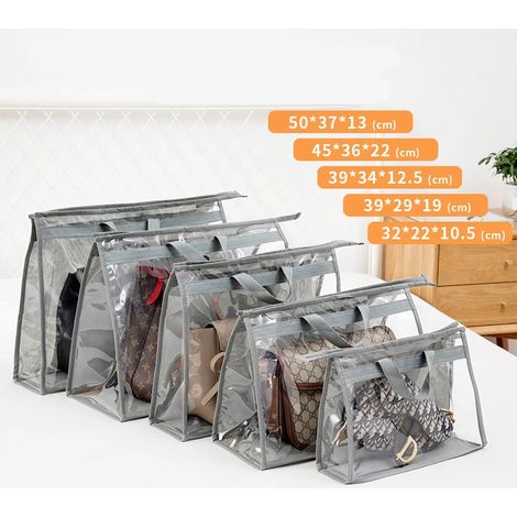 Filiyano – Organisateur de sac à – Sacs à main en PVC gris XXL, housses de protection pour sacs à main et penderies suspendues. Organisateur de sac à (1/5)