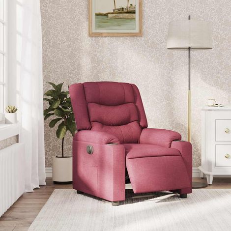 Maison Exclusive - Sillón reclinable eléctrico tela rojo tinto