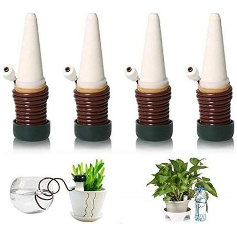 Kit de riego por goteo con 4 botellas, riego automático para plantas, adecuado para plantas de interior y exterior (1/4)