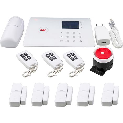 Kit Alarme Maison GSM WiFi Sans Fil avec Écran TFT 2.4'', Détecteurs Portes/Fenêtres et Mouvement, Sirène 120dB, Contrôle APP (1/5)