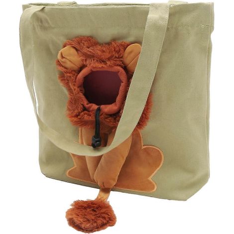 Sac fourre-tout chat à motif lion mignon, sac à main chat en toile, sac de transport pour animaux de compagnie, sac bandoulière pour animaux de compagnie. (1/5)