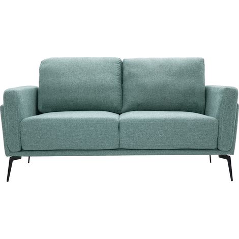Design-Sofa im grüngrauem Samtdesign mit schwarzem Metallfuß 2-Sitzer MOSCO