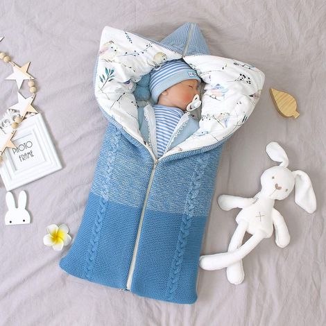 Gigoteuse d'hiver 0-12 mois bébé sac de couchage tricot coton unisexe filles garçon fermeture éclair sac de couchage enfant en bas âge (1/2)