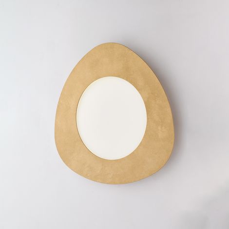 Plafoniera triangolare in metallo laccato con decorazione oro antico e led integrato H.5 - Ø 40