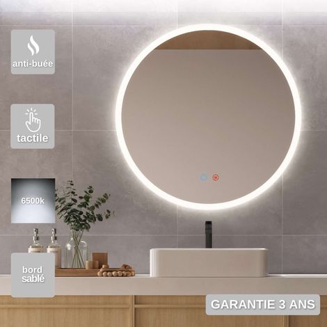 Miroir Salle de Bain LED Rétro-éclairé (6500K) - Ø90 - Commandes Tactiles & Anti-Buée - LONDRES LEDIMEX (1/5)