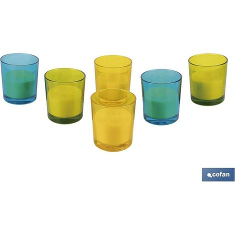 Pack de 6 bougies parfumées à la citronnelle en verre décoré 200 g (1/4)