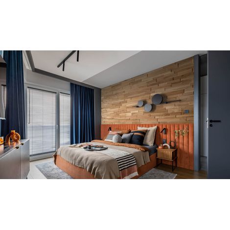 Panneau Mural Bois Chêne Massif OZO Rustic - Effet 3D Relief - Parement Décoratif Intérieur - 24 Pièces - 1m² par Boîte