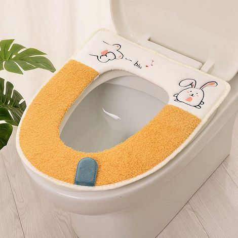 Weiche und dicke WC-Sitzmatte mit Griff, weich und dick, waschbar (mehrere Farben werden nach dem Zufallsprinzip versendet). (1/5)