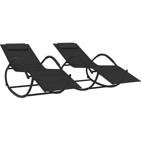 Maison Exclusive - Schaukelliegen 2 Stk. Schwarz Stahl und Textil