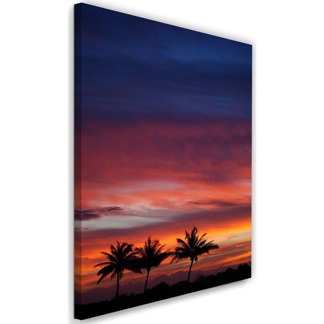Tableau déco Palmiers Coucher de soleil mer 40x60 (1/5)