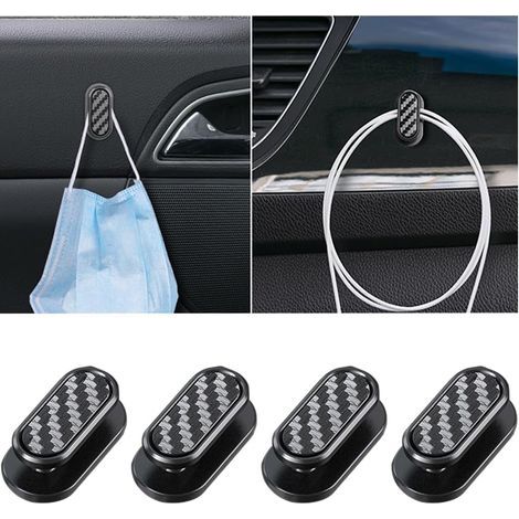 CCYKXA Piece Mini Car Hooks, Multifunctional Hanging Hook for Dashboard for Mask, Keys, Mask, Earphones, Charging Cable (Carbon Fiber) (1/5)