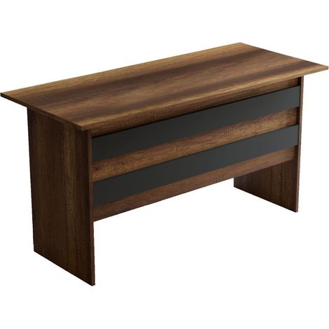 Bureau Classique "Demetrius" 140cm Chêne Foncé & Gris (1/5)
