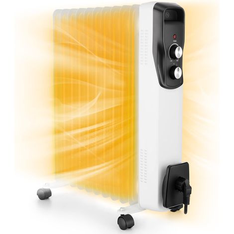 Radiateur à bain d'huile, 2500W 3 niveaux de puissance et thermostat réglable, Radiateur Soufflant Electrique, Protection contre la surchauffe et les basculements (1/5)