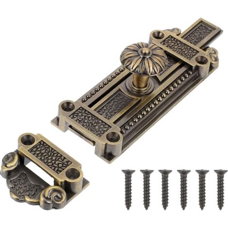 Serratura per porta antica, serratura di sicurezza scorrevole in lega vintage, facile da installare per cucina, bagno, garage, accessorio di ferramenta resistente. (1/4)