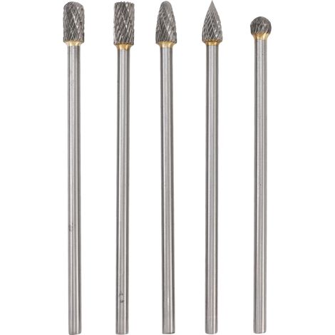 5 pièces outil rotatif jeu de fraises en carbure 150mm Double Grain longue poignée en alliage roue polissage pour chanfreinage meulage gravure 0,2 X 0,4 pouces (1/5)