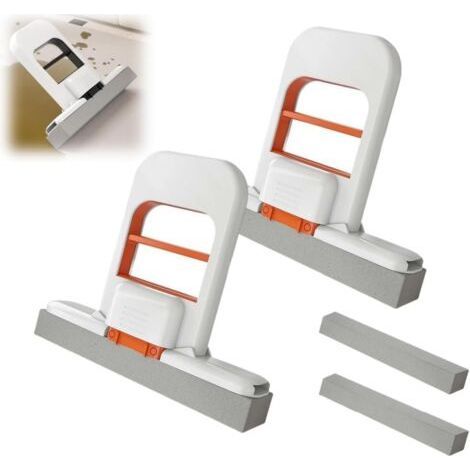 2 Pack Mini Foldable Desktop Broom, Self Wringing Cleaning Tool, Portable Mini Cleaning Sponge, Wet and Dry Cleaning System, Small Cotton Broom for Car Window (1/5)