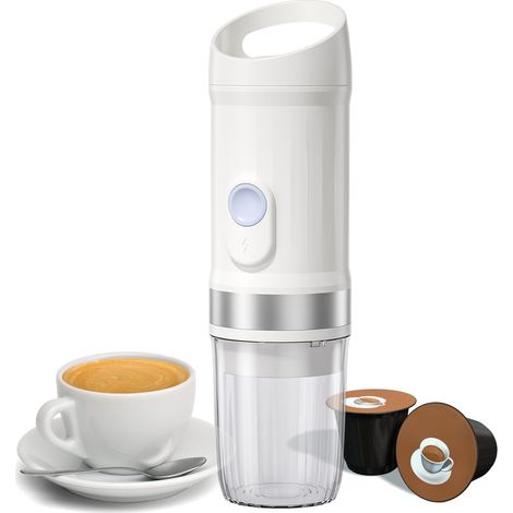Machine à café expresso portable sans fil électrique extraction chaud et froid 80ml une tasse mini cafetière 3-en-1 poudre capsule N DG 20Bar pompe rechargeable batterie 9600mAh (1/2)