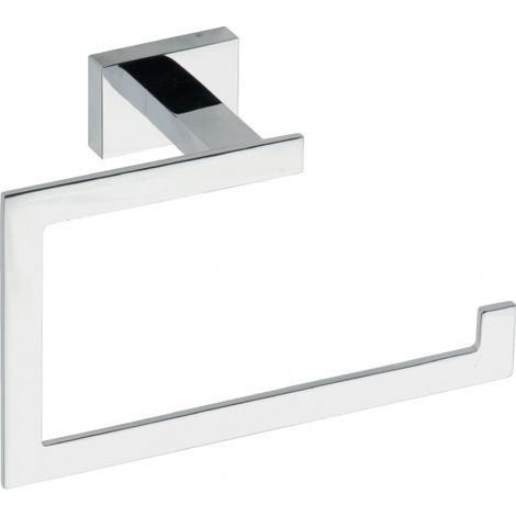 Anneau porte-serviette rectangulaire PLAZA en laiton chromé 12,5x6,5x21 cm (1/5)