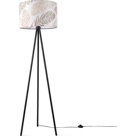 Paco Home Wohnzimmer Stehleuchte Kinderzimmer Lampenschirm Zimmer Deko Schlafzimmer Palme Grün (Ø45.5cm), Stehleuchte - Schwarz