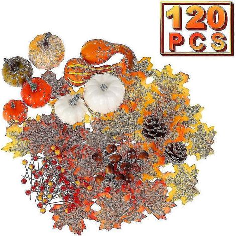 Couronne de porte artificielle en forme de citrouille, décoration d'automne, banquet ou Halloween (1/2)