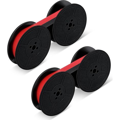 Rubans Encre Machine à Écrire - Lot de 2 - Nylon Noir et Rouge - Double Bobine Universelle - Bureau et Maison - 1,27 cm x 5 m (1/5)