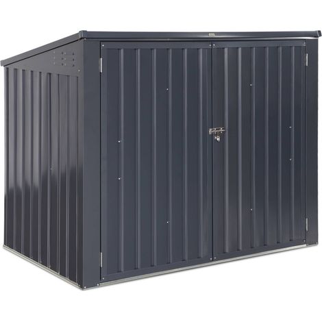 Double 1.75m² galvanised steel dustbin cover, Carembault, Anthracite, 1101x173x131 cm (1/5)