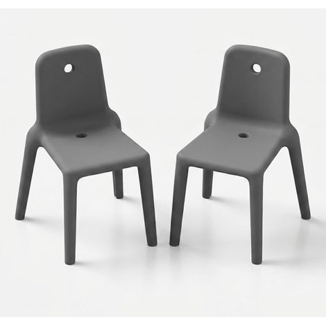 Set 2 sedie design indoor outdoor in polietilene Mellow - Ferro