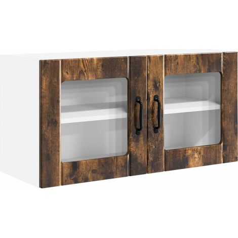 Maison Exclusive - Mobile in vetro da parete PORTO Rovere fumé 80 x 31 x 40 cm
